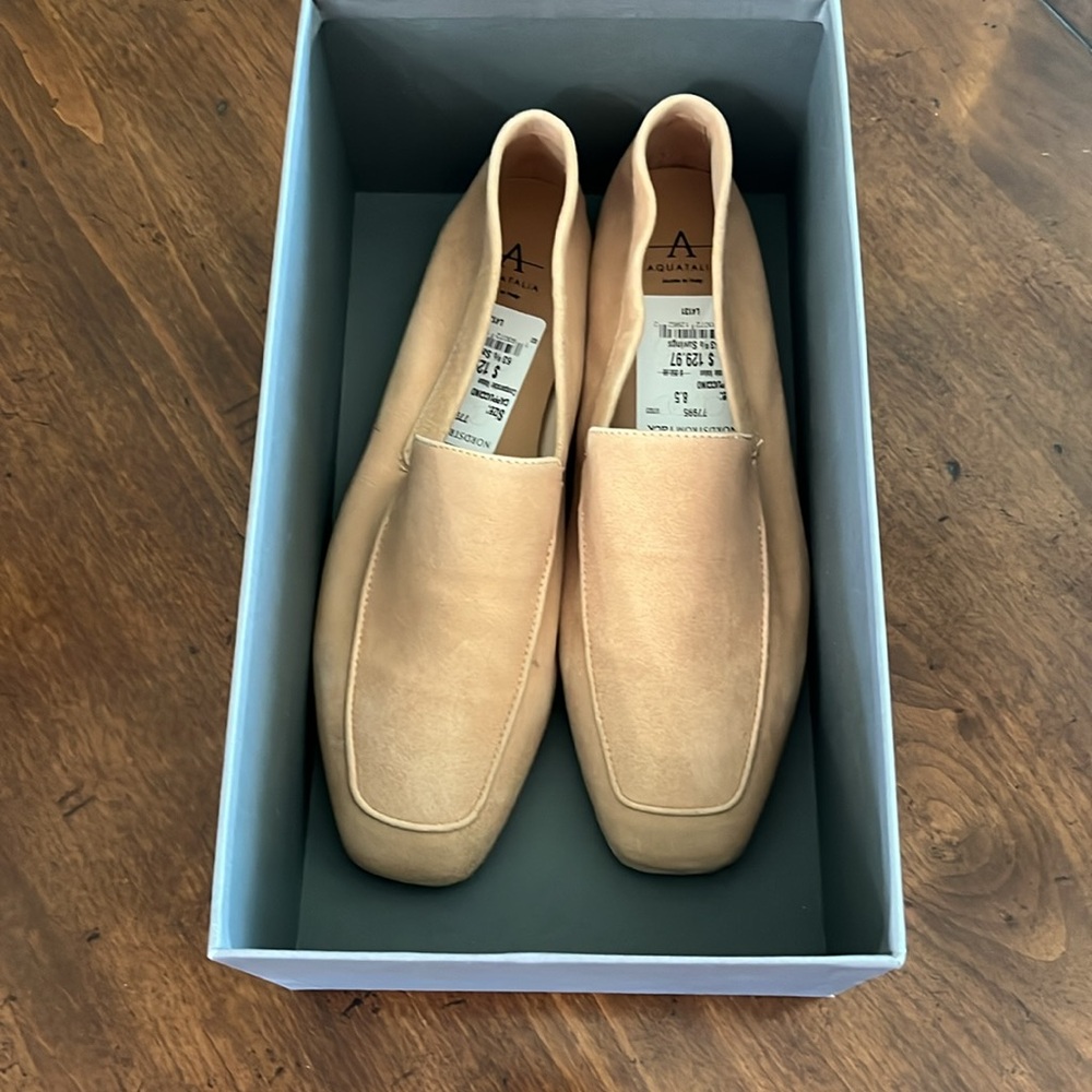 Aquatalia Rains Dress Suede Brown Shoes 8.5M Cappuccino - Picture 5 of 7